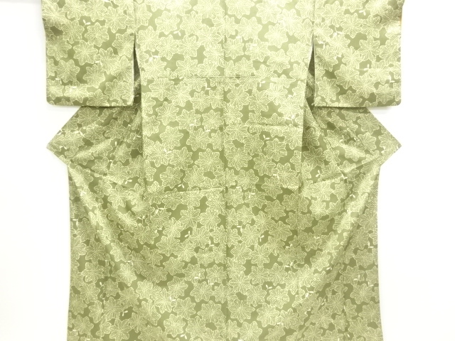 葉模様小紋着物